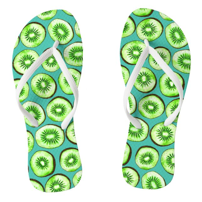 Kiwi-Scheiben auf Türkis Flip Flops (Fußbett)