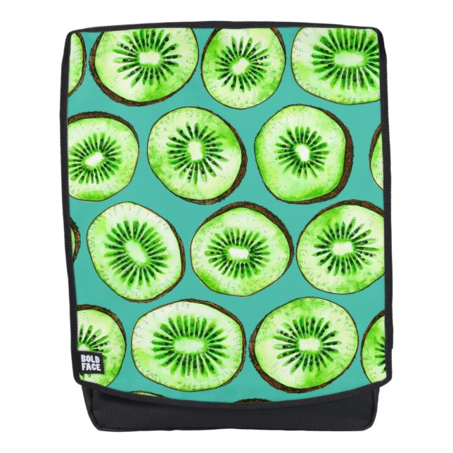Kiwi-Scheiben auf Türkis Rucksack (Vorderseite)