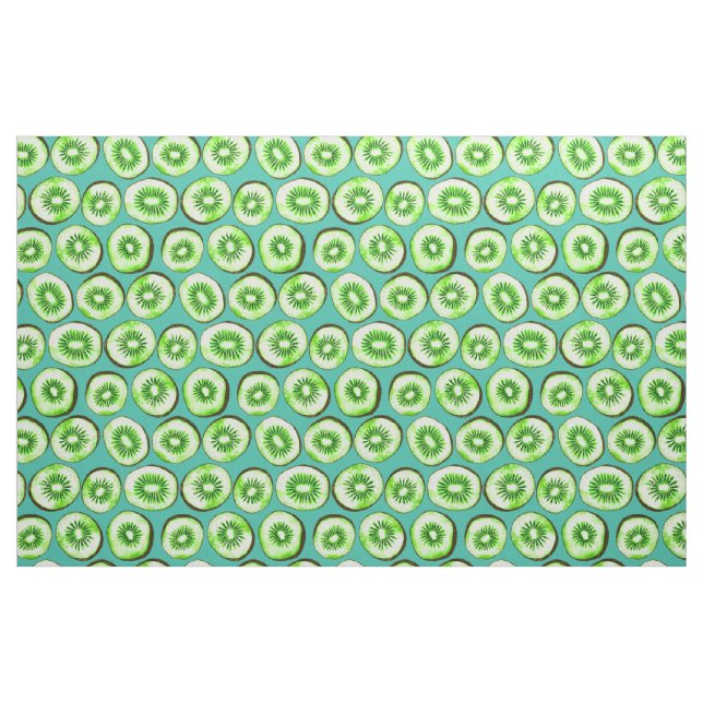 Kiwi-Scheiben auf Türkis Stoff (Fat Quarter (45,7 x 55,9 cm))