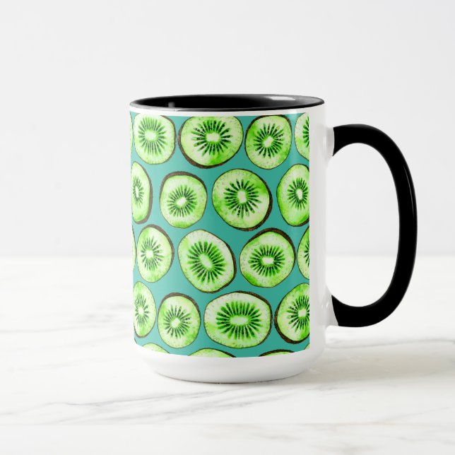 Kiwi-Scheiben auf Türkis Tasse (Rechts)