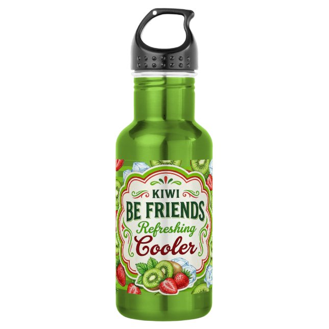 Kiwi Seien Freunde Edelstahlflasche (Vorderseite)
