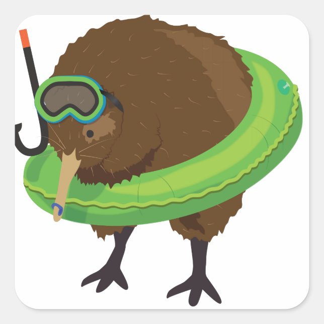 Kiwi Simile Book Characters Quadratischer Aufkleber (Vorderseite)