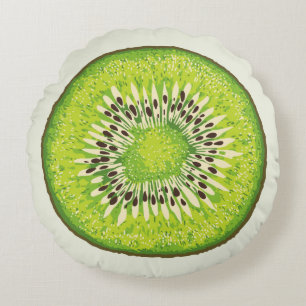 Kiwi Slice-Illustrationsmuster Rundes Kissen