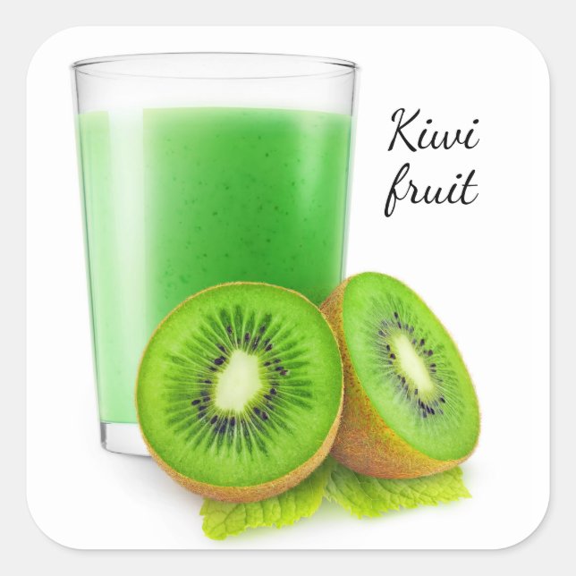 Kiwi Smoothie Quadratischer Aufkleber (Vorderseite)