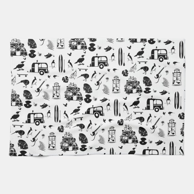 Kiwi Sommermuster TRANS Geschirrtuch (Horizontal)