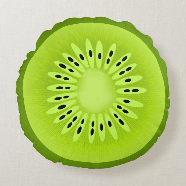 Kiwi Stylized Fruit Slice Rundes Kissen (Vorderseite)