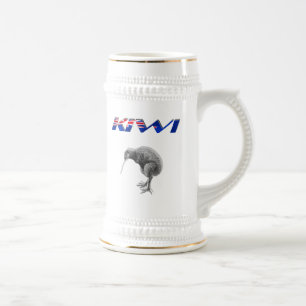 Kiwi-Vogel-Neuseeland-Flaggenlogogeschenke Bierglas