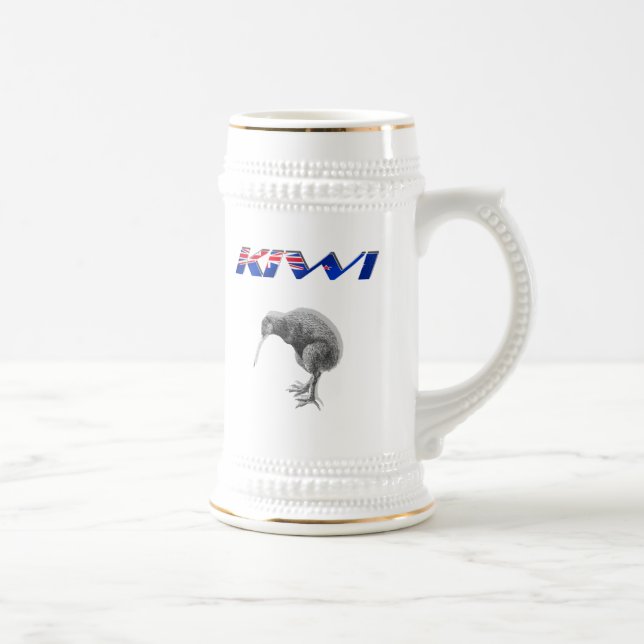 Kiwi-Vogel-Neuseeland-Flaggenlogogeschenke Bierglas (Rechts)