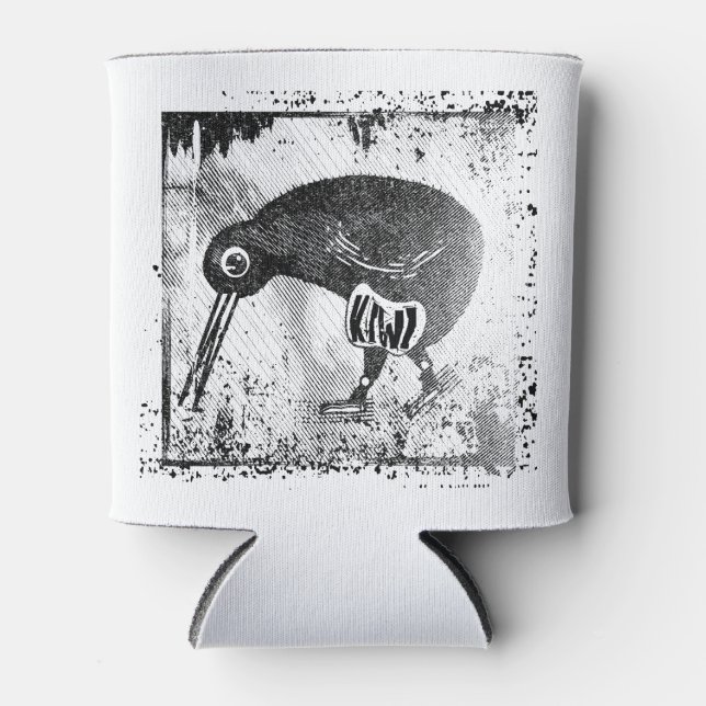 Kiwi-Vogel schwarz-weiß Dosenkühler (Vorderseite)