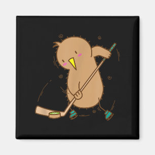 Kiwi-Vogel spielt Feldhockey Kiwi-Vogel und Frucht Magnet