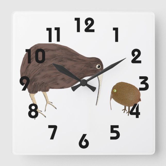 Kiwi-Wall-Uhr Quadratische Wanduhr (Vorderseite)