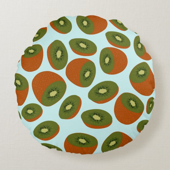 Kiwifruit Pattern Rundes Kissen (Vorderseite)