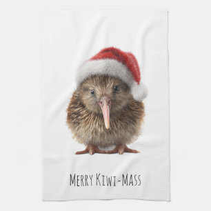 Kiwivogel mit roter Santa-Mütze zu Weihnachten süß Geschirrtuch