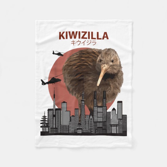Kiwizilla Funny Kiwi _ New Zealand Bird Lovers Gif Fleecedecke (Vorderseite)
