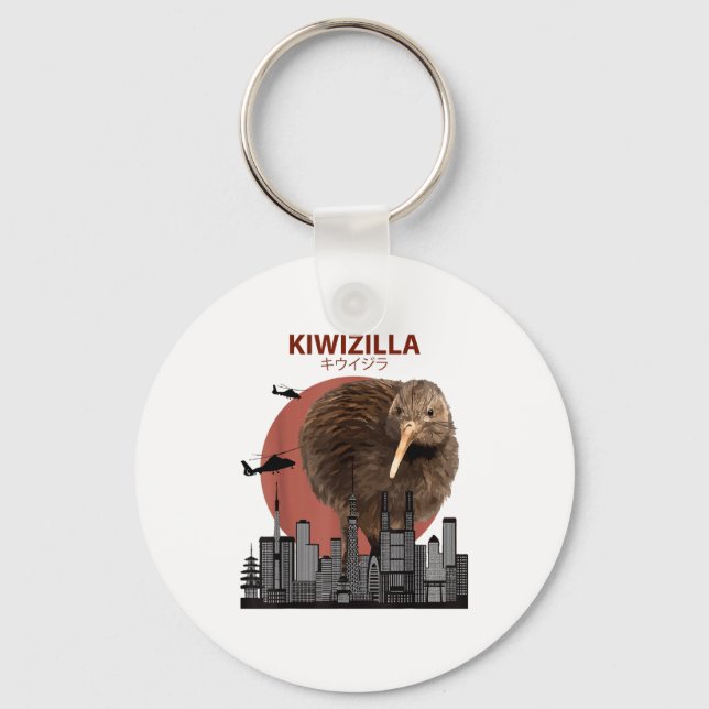 Kiwizilla Funny Kiwi _ New Zealand Bird Lovers Gif Schlüsselanhänger (Vorderseite)
