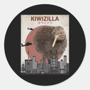 Kiwizilla Lustiger Kiwi Neuseeland Vogelliebhaber Runder Aufkleber