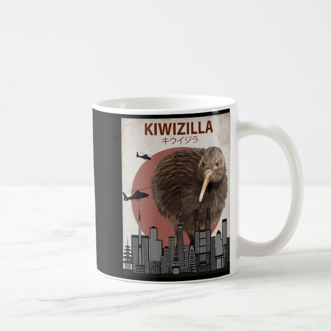 Kiwizilla Lustiges Kiwi Neuseeland-Vogelliebhaber- Kaffeetasse (Rechts)
