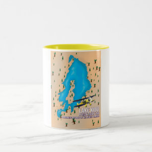 Kiwusee Große afrikanische Seen Reisen Karte. Zweifarbige Tasse