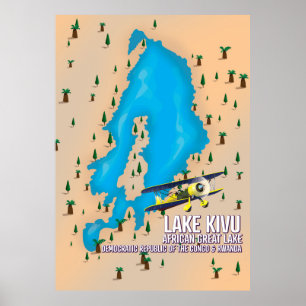 Kiwusee Großer afrikanischer See Reisekarte. Poster