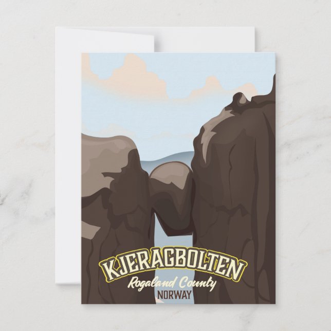 kjeragbolten norwegisches Reiseplakat. (Vorderseite)