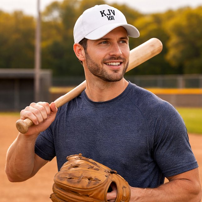 KJV 1611 Schwarz-Weiß-Baseballhut Bestickte Baseballkappe (Von Creator hochgeladen)