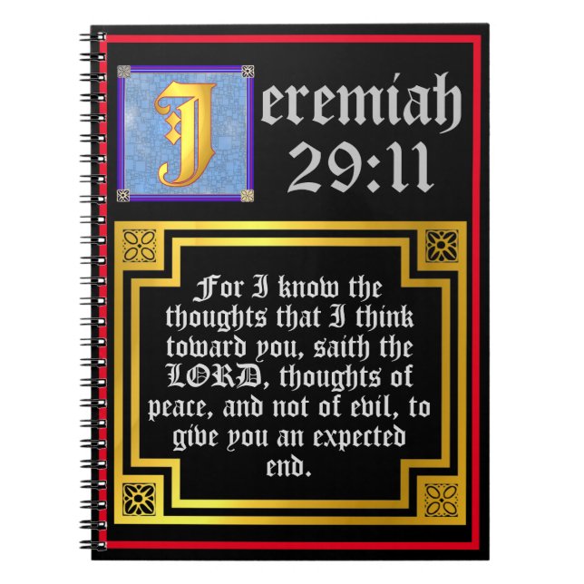 KJV Altes Testament Jeremiah 29:11 Bibelzitat Notizblock (Vorderseite)