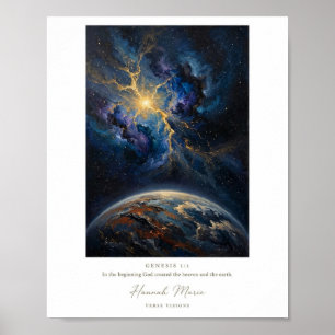 KJV Bibel-1. Mose 1:1 Am Anfang - Schöpfung Poster