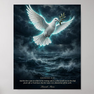 KJV Bibel-1. Mose 8:11 Taube mit Ölzweig Poster