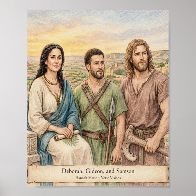 KJV Bibel-Debora Gideon Simson-Helden der Richter Poster (Vorne)