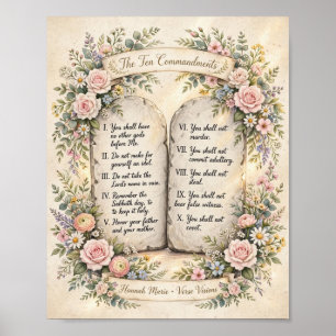KJV Bibel Florale Zehn Gebote Poster