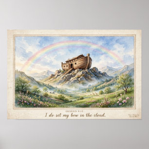 KJV Bibel-Noahs Arche Wasserfarbe Berg Ararat Poster