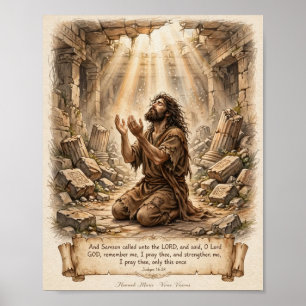 KJV Bibel-Samson betet-Richter 16:28 Poster