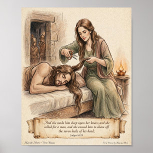 KJV Bibel Simson und Delila Richter 16:19 Poster