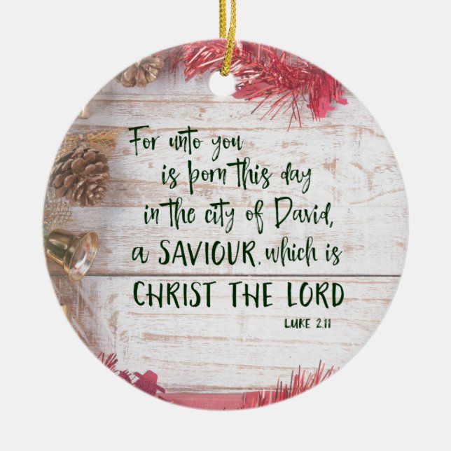 KJV Bible Verse Weihnachten Keramik Ornament (Vorne)