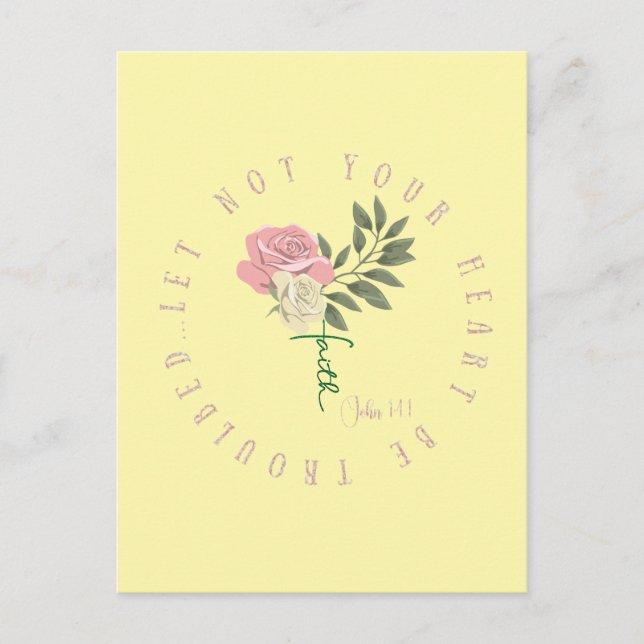 KJV Ließ nicht Ihr Herz bedrückte Schrift Postkarte (Vorderseite)