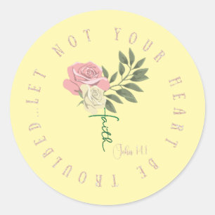 KJV Ließ nicht Ihr Herz bedrückte Schrift Runder Aufkleber