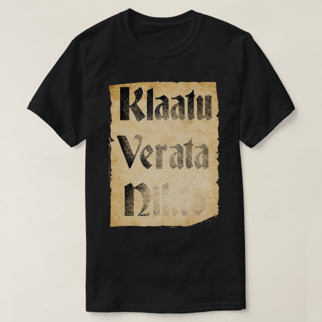 Klaatu Verata Necktie T-Shirt (Design vorne)