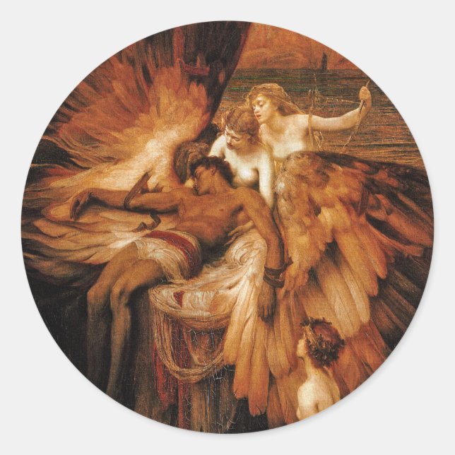 Klage von Herbert Draper für Icarus Runder Aufkleber (Vorderseite)