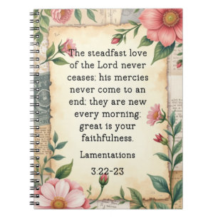 Klagelieder 3:22–23 Vintage-Blumendesign Notizblock
