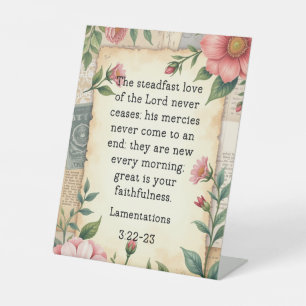 Klagelieder 3:22–23 Vintage-Blumendesign Sockelschild