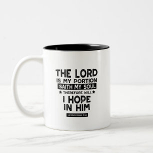 Klagelieder 3:24 Der Herr ist mein Teil Zitate Zweifarbige Tasse