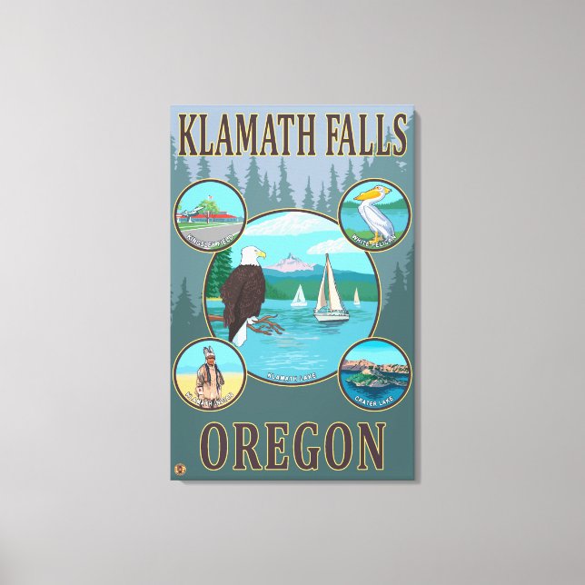 Klamath Falls, OregonScenic Travel Poster Leinwanddruck (Vorderseite)