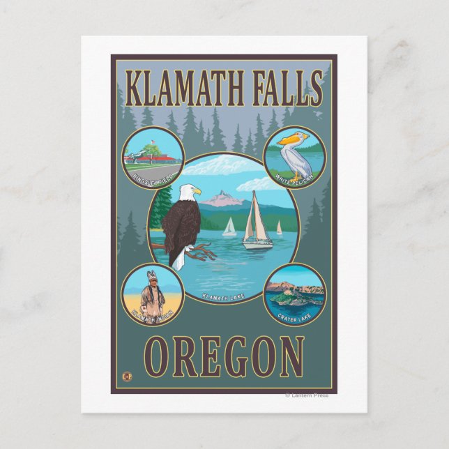 Klamath Falls, OregonScenic Travel Poster Postkarte (Vorderseite)