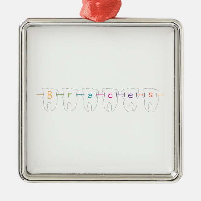 Klammer-Zähne Silbernes Ornament (Vorne)