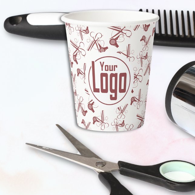 Klammern Comb-Gebläse Muster Runde Logo Pappbecher (Clippers Comb Blower Pattern Round Custom Logo Paper Cups)