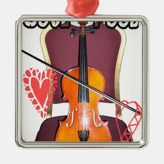 Klang der Violine Liebe Hakuna matata valentine Silbernes Ornament (Vorne)