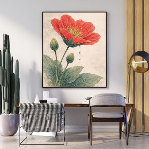 Klangmohn-Blumen-Kunstprint   Botanisches Wandkuns Poster