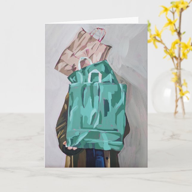 Klapp-Grußkarte Shopping Spree leer Karte (Gelbe Blume)