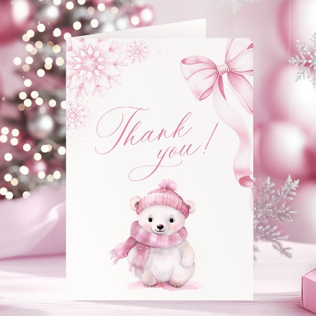 Klappbare Dankeskkarte mit rosa Eisbär Dankeskarte (Von Creator hochgeladen)