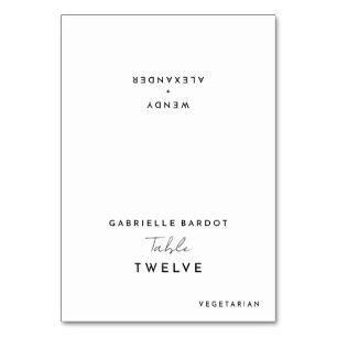 Klappbare Platzkarte für zeitgenössische Schriftze Tischnummer